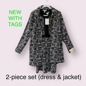 🆕 Dana Buchman marled pattern black/white sweater dress AND jacket *NWT*